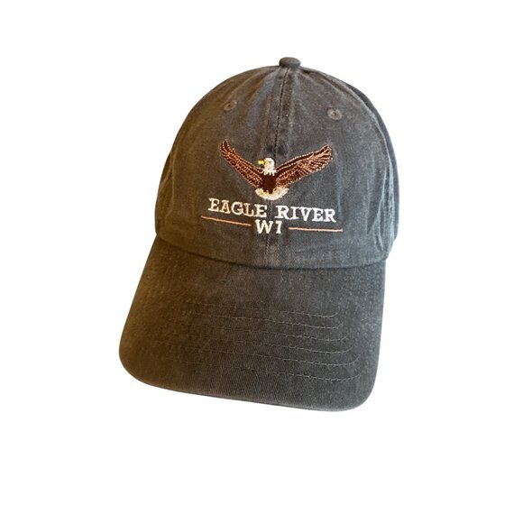 Eagle River WI Embroidered Gray Baseball Cap With Adjustable Strap - Picture 1 of 4